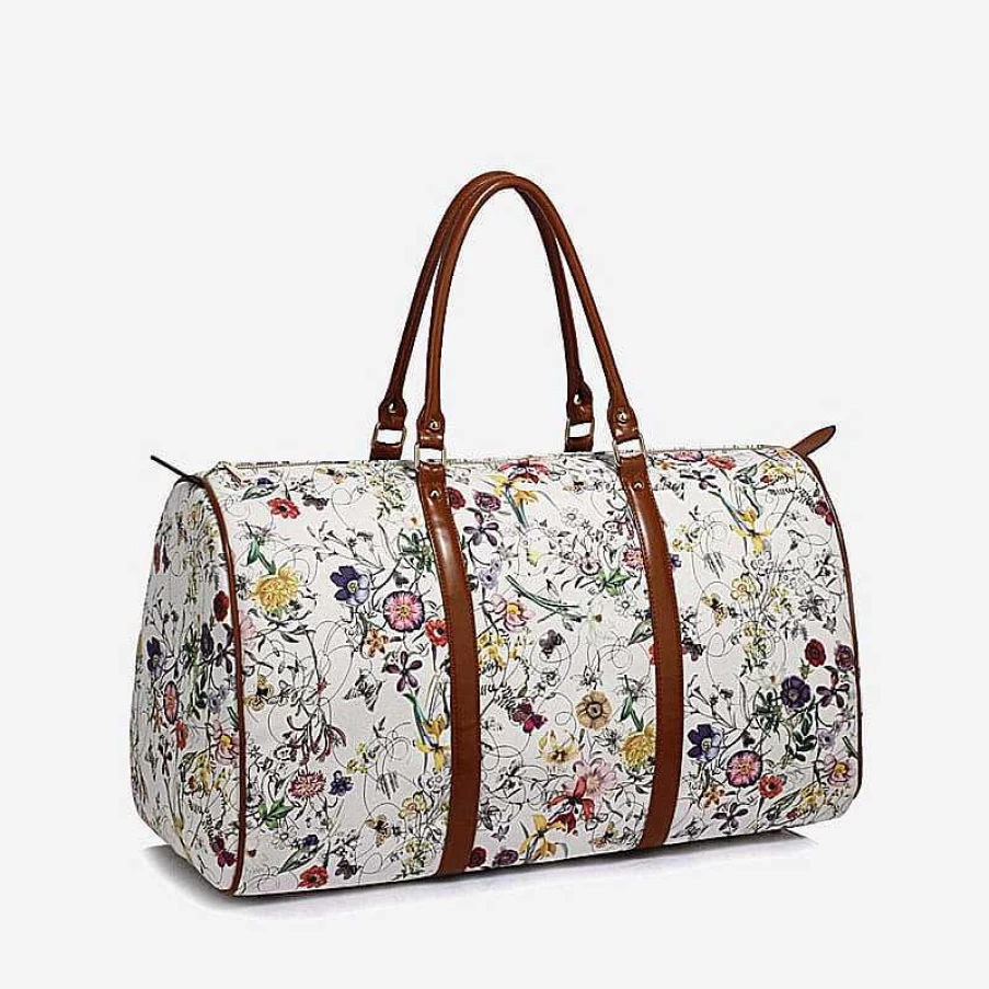 "Sac Bandoulière Women's Floral Print Canvas Travel Bag"