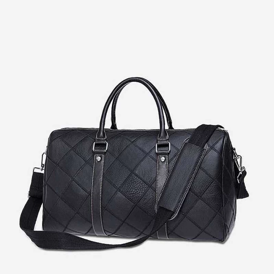 "Sac Bandoulière Genuine Leather Weekender Bag for Men – 48H Travel Duffle"
