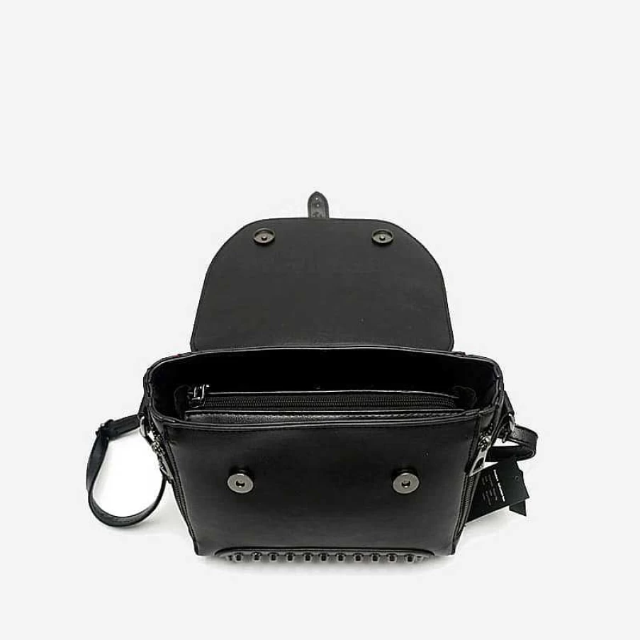 "Sac Bandoulière Women's Studded Leather Handbag With Tab - Stylish Designer Purse"
