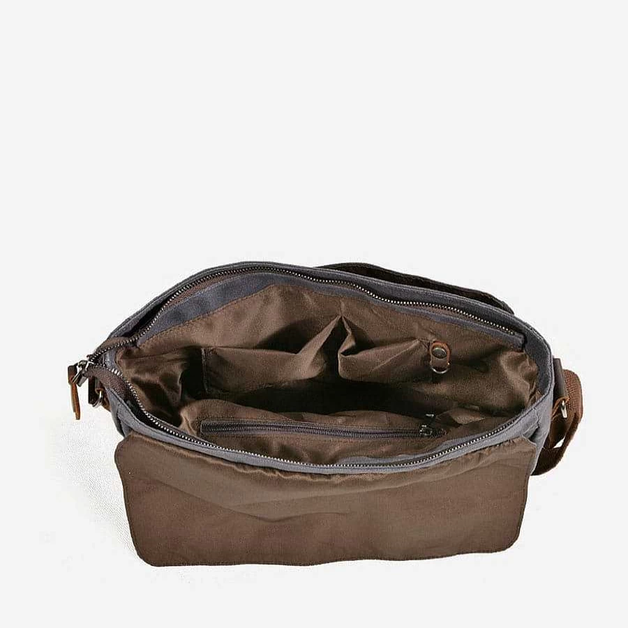 Sac Bandoulière Men's Waterproof Leather & Canvas Messenger Bag for Business & Travel
