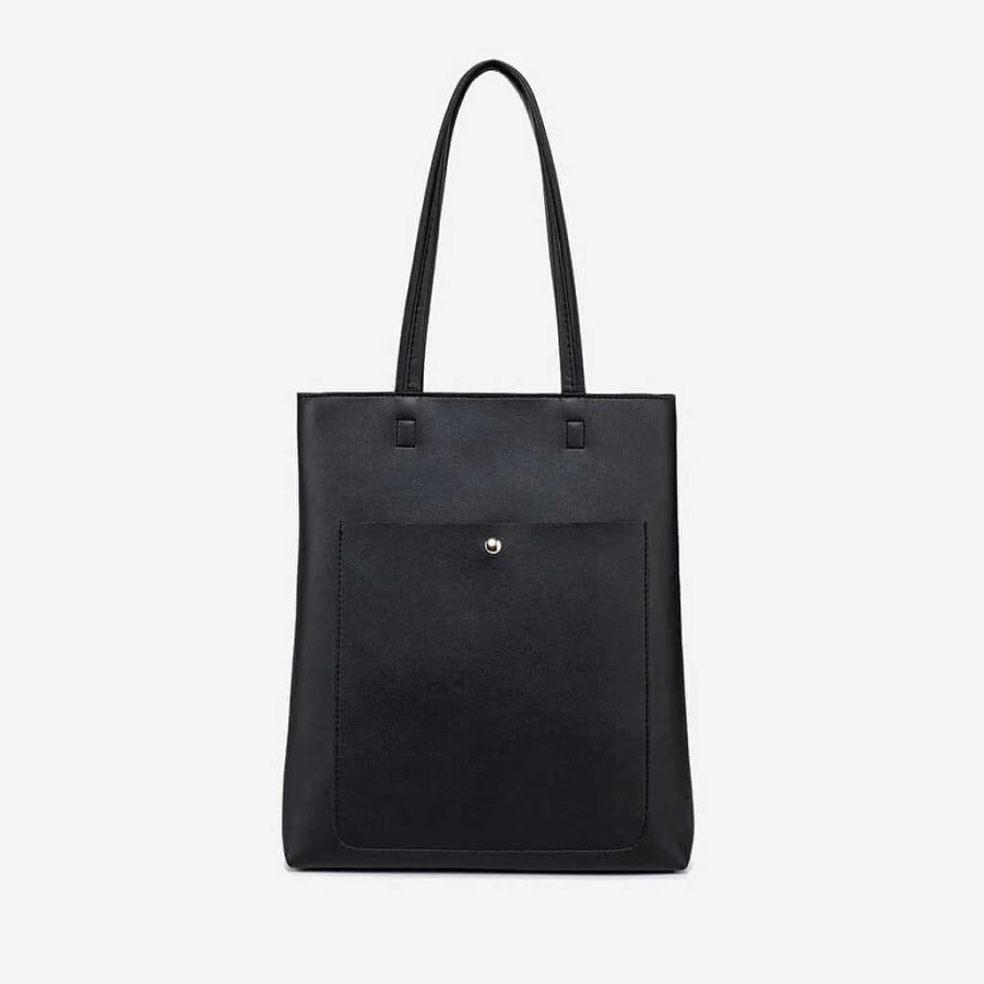 "Sac Bandoulière Large Vertical Tote Bag for Women - Stylish Black Handbag"