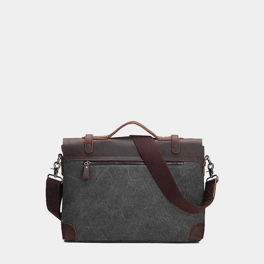 "Sac Bandoulière Men's Bi-Tone Canvas and Genuine Leather Messenger Bag"