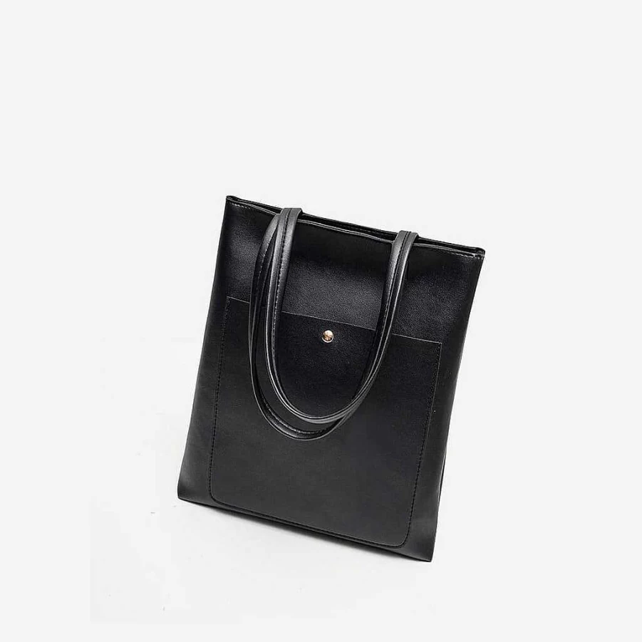 "Sac Bandoulière Large Vertical Tote Bag for Women - Stylish Black Handbag"
