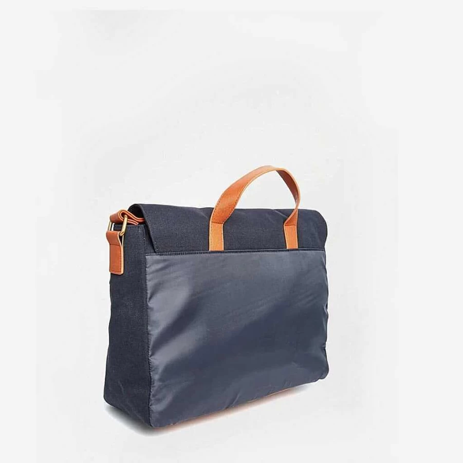 Sac Bandoulière Blue Leather and Canvas Messenger Bag for Men
