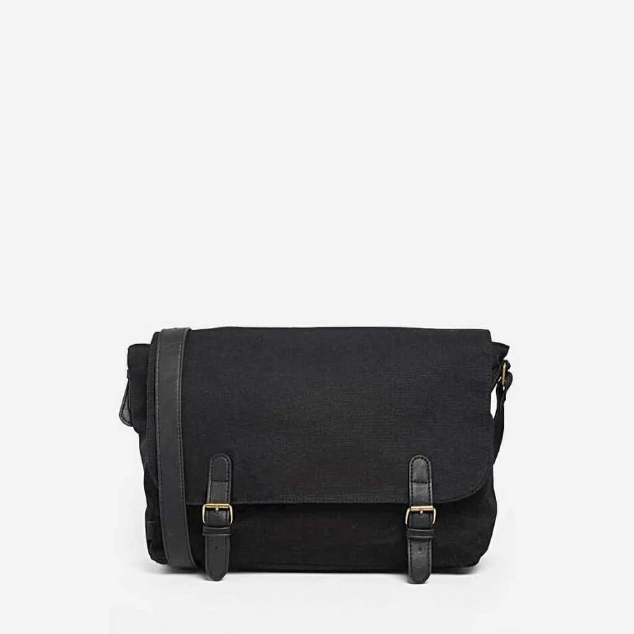 "Men's Sac Bandoulière Leather Trim Fabric Messenger Bag for Stylish Carry"