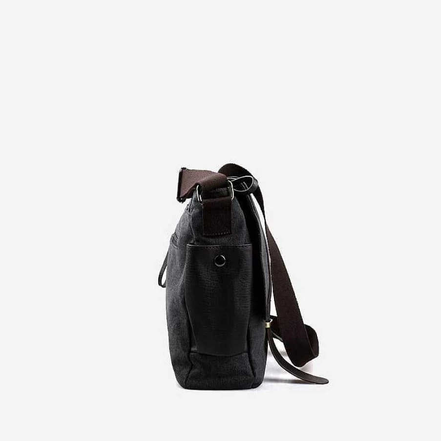 Sac Bandoulière Men's Mocha Canvas & Leather Messenger Bag for Business & Travel