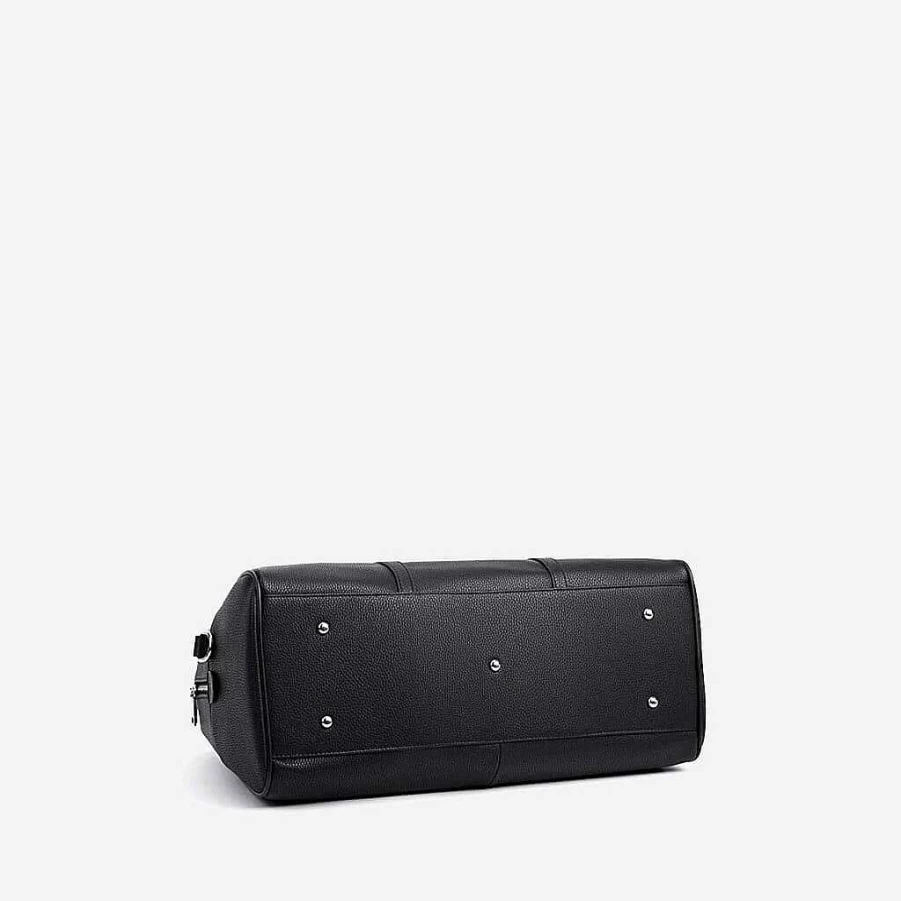 Sac Bandoulière Men's Black 48H Leather Travel Bag for Business & Weekend Trips