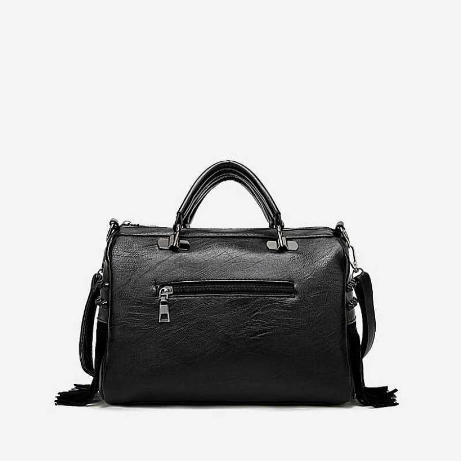 "Sac Bandoulière Women's Studded Leather Handbag with Fringes - Stylish Boho Chic Purse"