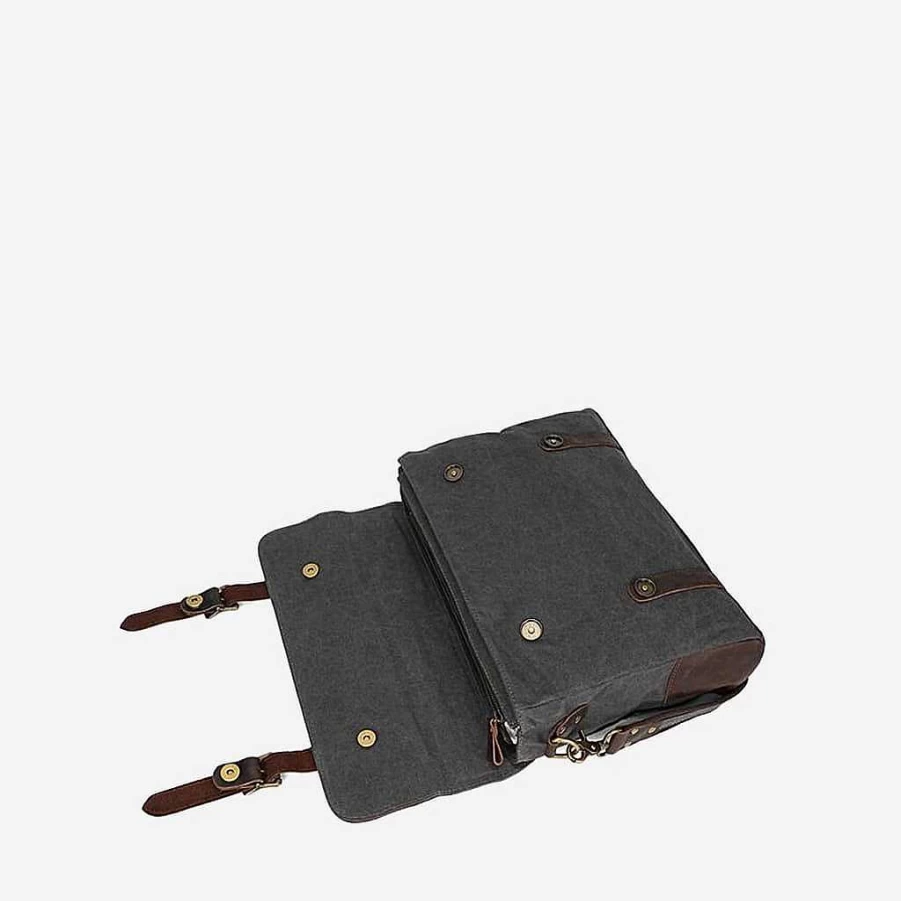 "Men's Sac Bandoulière Canvas & Genuine Leather Satchel Messenger Bag"
