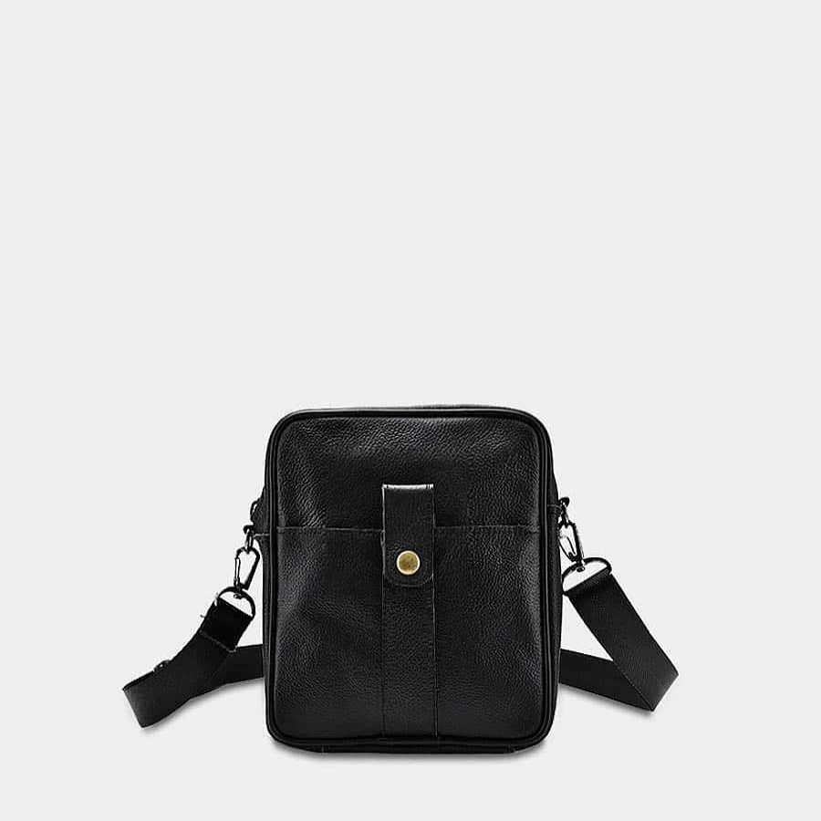 Sac Bandoulière Men's Small Black Genuine Leather Crossbody Bag