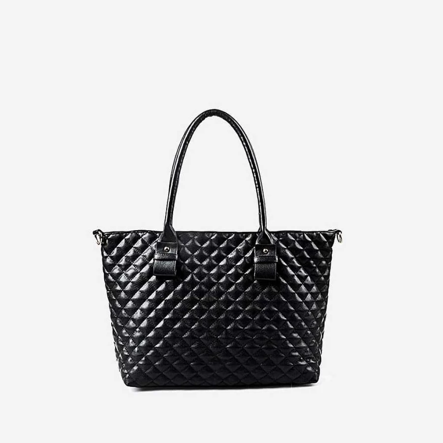 "Sac Bandoulière Women's Black Quilted Leather Tote Handbag"