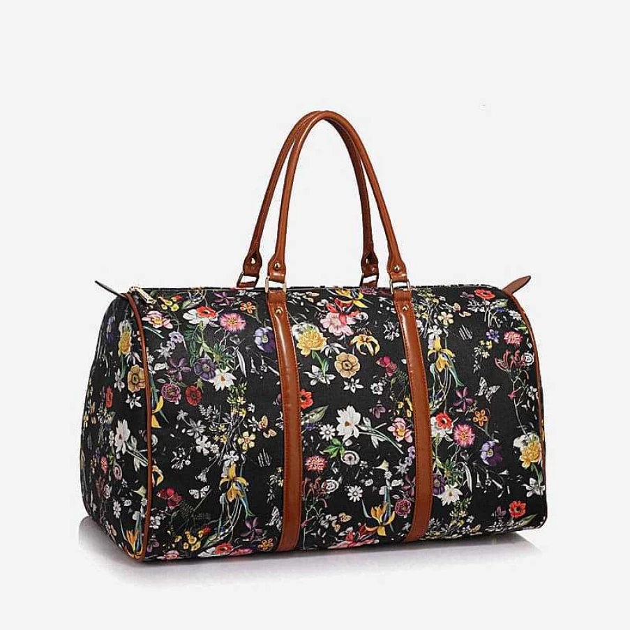"Sac Bandoulière Women's Floral Print Canvas Travel Bag"