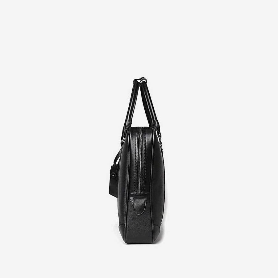 Sac Bandoulière Men's Black Saffiano Leather Laptop Briefcase Business Bag