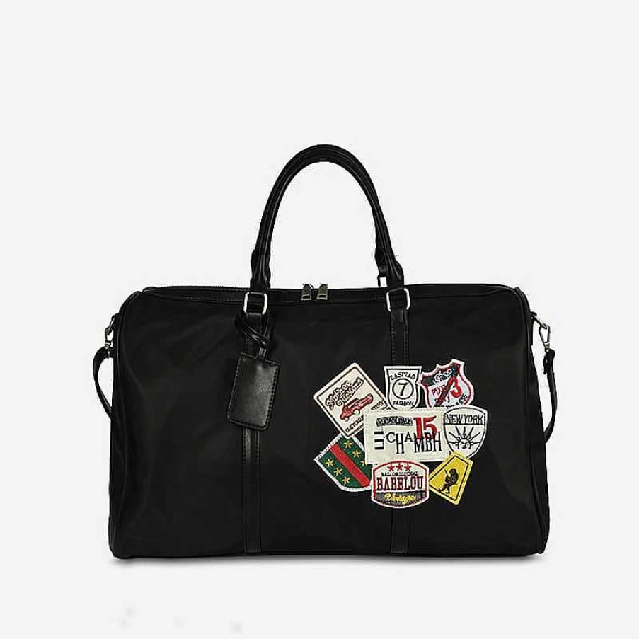 Sac Bandoulière Men's 48H Travel Bag with Shoulder Strap & Coats of Arms Design