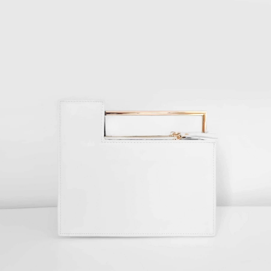 "Sac Bandoulière Women's Asymmetrical Handbag with Gold Metallic Handle - Stylish Designer Purse"