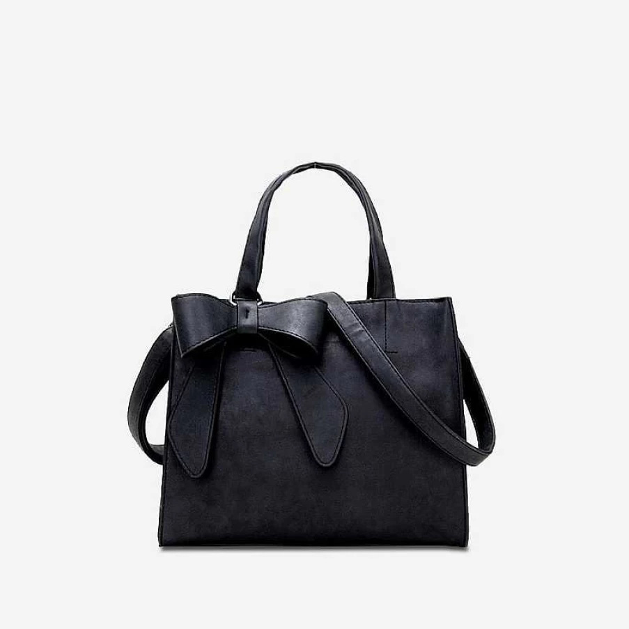 "Sac Bandoulière Women's Suede Leather Handbag with Elegant Bow Tie Detail"