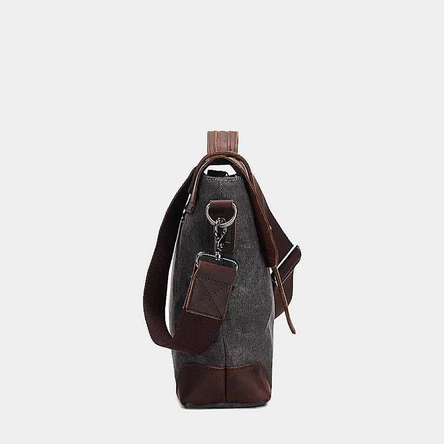 "Sac Bandoulière Men's Bi-Tone Canvas and Genuine Leather Messenger Bag"