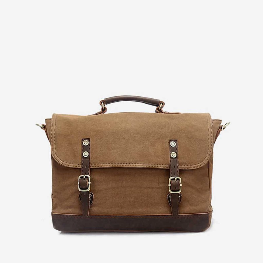 "Men's Sac Bandoulière Waterproof Canvas & Genuine Leather Messenger Bag"